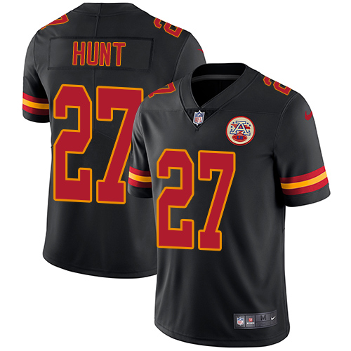 Nike Chiefs #27 Kareem Hunt Black Men's Stitched NFL Limited Rush Jersey